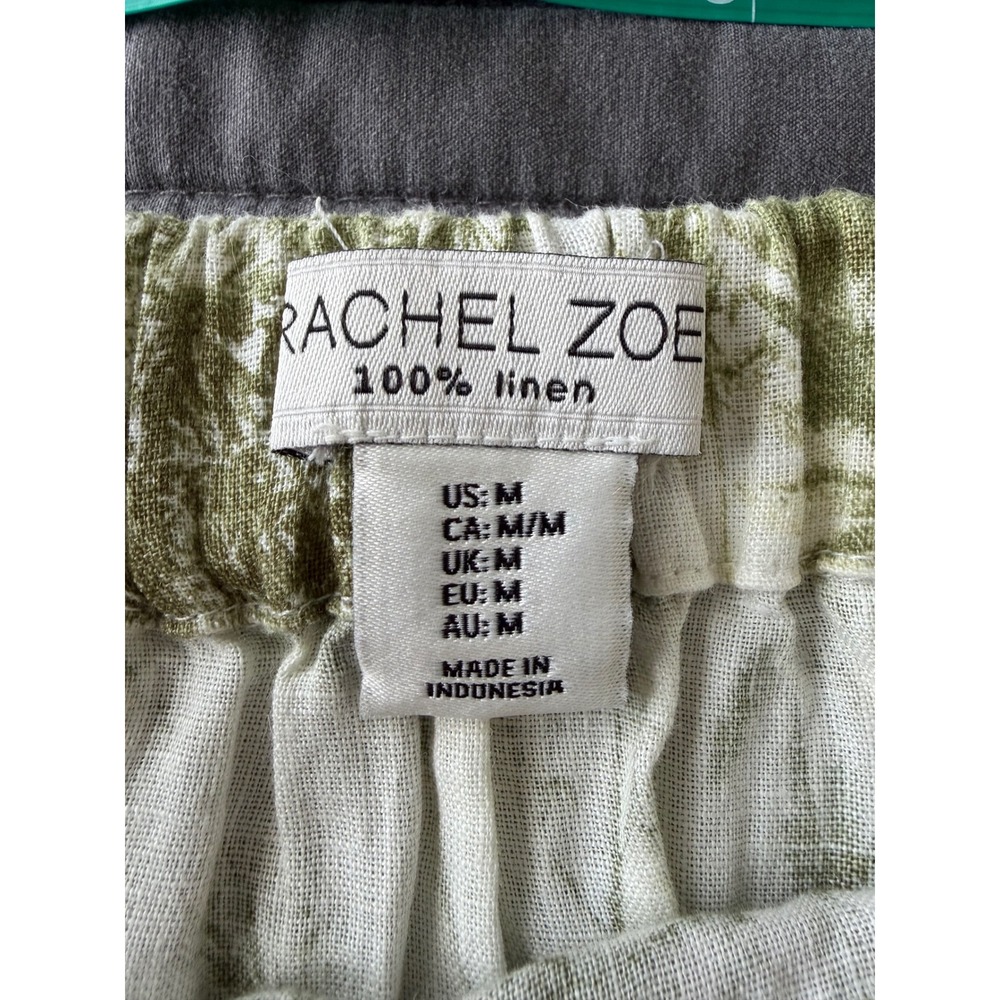 Rachel Zoe Green White Toile Safari Print 100% Linen Midi Skirt Womens Medium - Picture 3 of 9